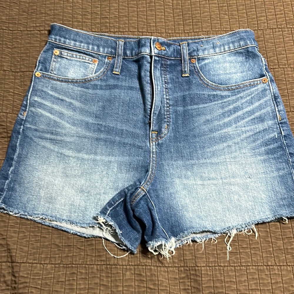 Madewell High Rise denim cutoff shorts.